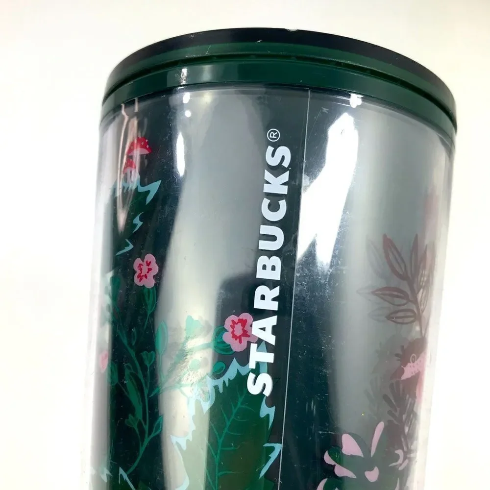 Starbucks Green Pink Floral Holiday Venti 24 oz. Cold Cup Tumbler Winter 2022